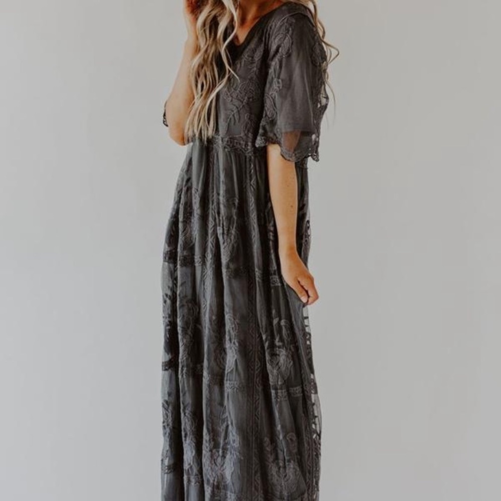 Lace gray maxi dress